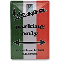 Vespa Parking Only- Cartel de Chapa relieve- 30 x 20 cm